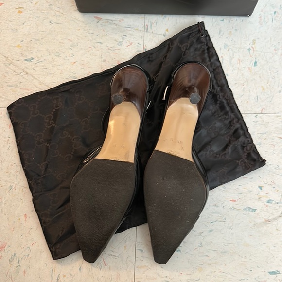 SOLD Vintage Gucci Black Patent kitten heel dress shoes size 8.5 - Picture 10 of 17